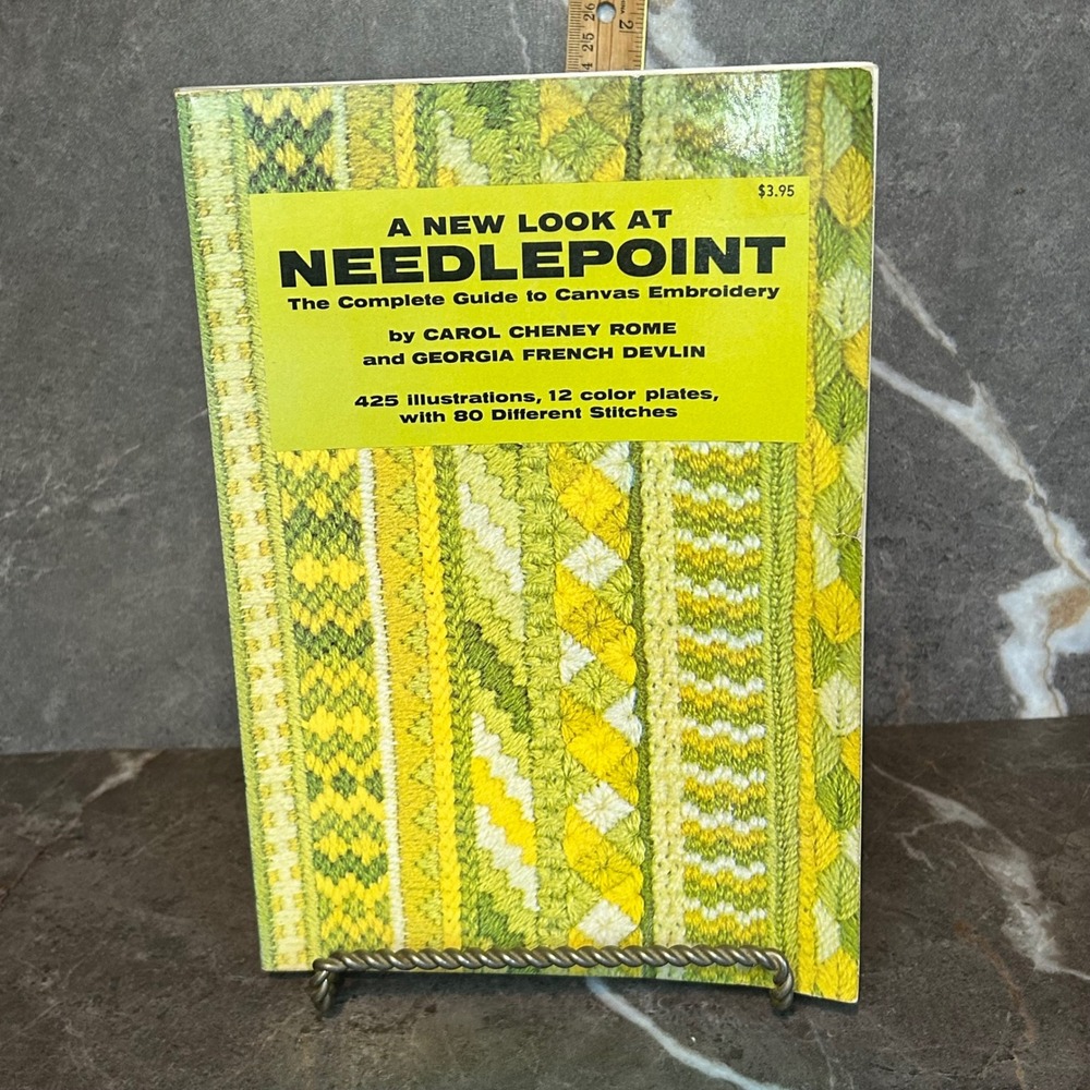 A New Look at Needlepoint Book Guide Canvas Embroidery Rome Devlin 1976 Vintage